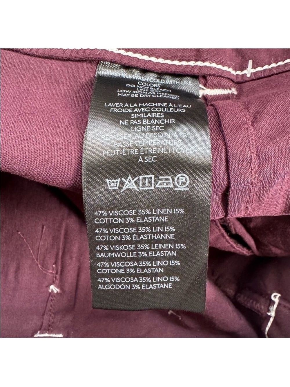 NWT Anthropologie The Colette Linen Wide-Leg Pants Contrast Brown Purple 31P - Picture 9 of 12